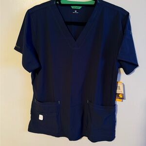 Carhartt Blue and Green V-Neck Top